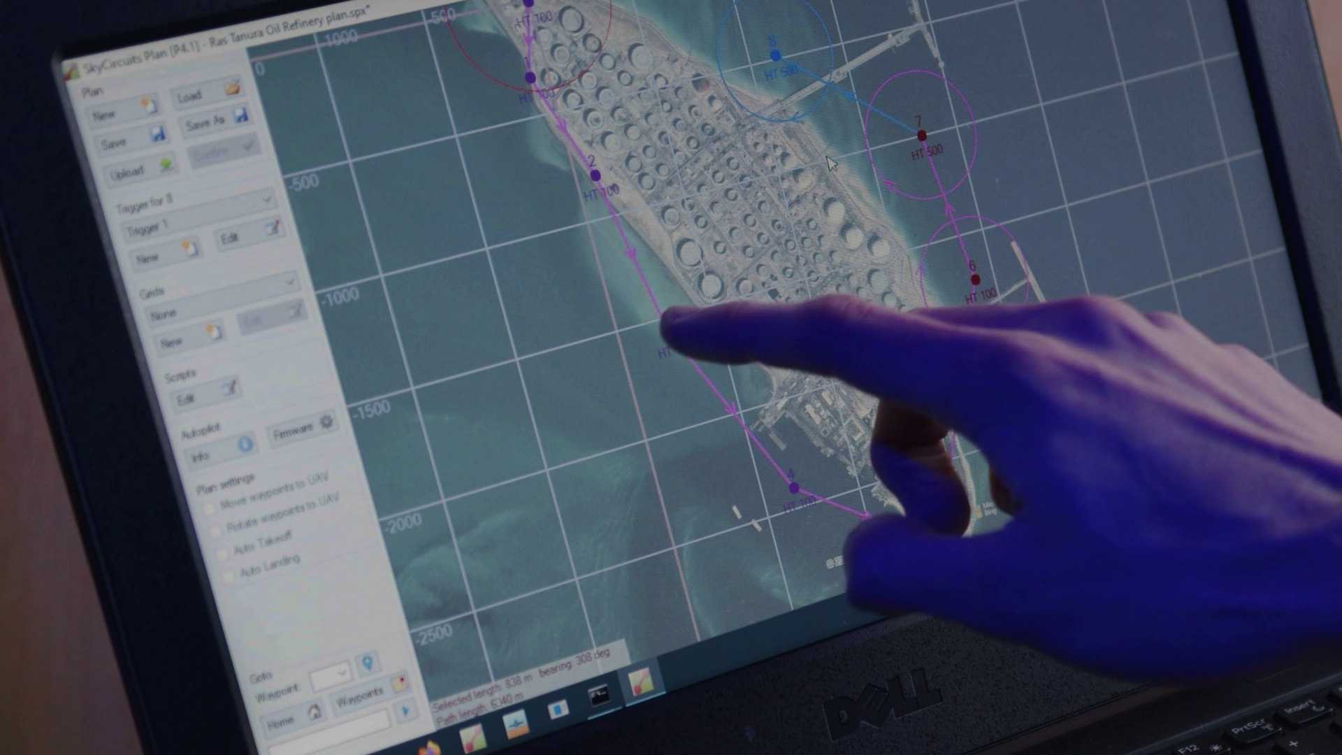 Close up of mapping software on a monitor